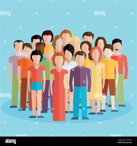 Cartoon illustration large crowd community hi-res stock photography and images - Alamy