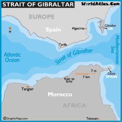 Map of Strait of Gibraltar - Strait of Gibraltar Map, Location Facts ...