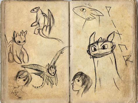 Toothless and Hiccup sketches by SireneTzukiDark on DeviantArt