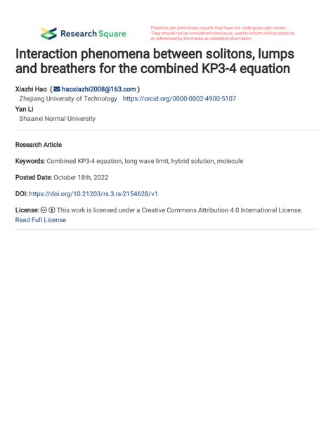 (PDF) Interaction phenomena between solitons, lumps and breathers for ...