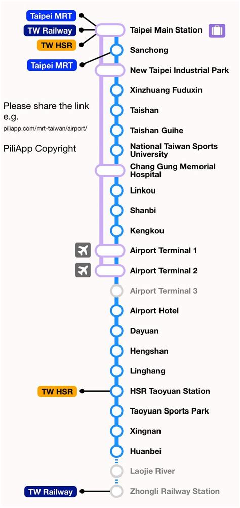 Taoyuan airport mrt map - Taipei mrt map taoyuan airport (Taiwan)