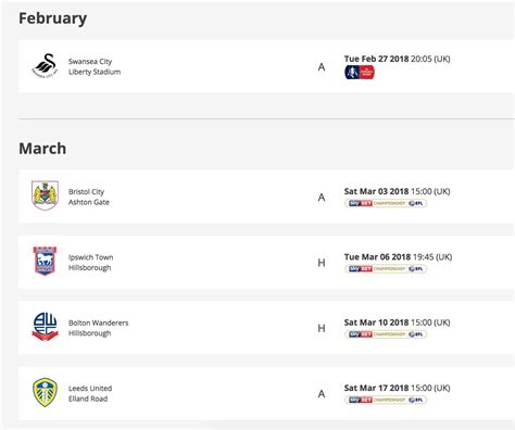 Upcoming Sheffield Wednesday Fixtures - Sheffield Wednesday Matchday - Owlstalk | Sheffield ...