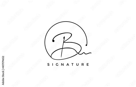 Letter B Signature calligraphic Minimal monogram emblem logo Stock ...