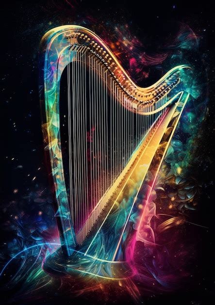 Premium AI Image | A close up of a harp with a colorful background generative ai