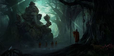 Download Ganesh Ji HD Forest Worshippers Wallpaper | Wallpapers.com