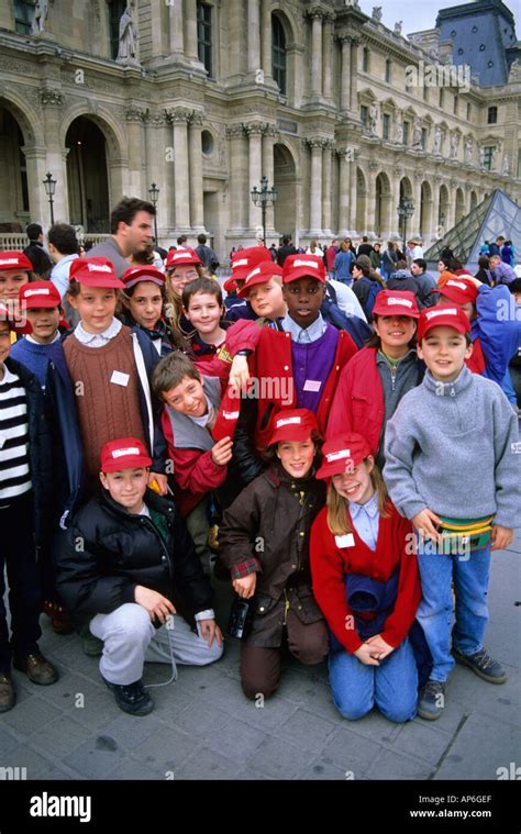 French elementary school students at the Louvre in Paris France Stock ...