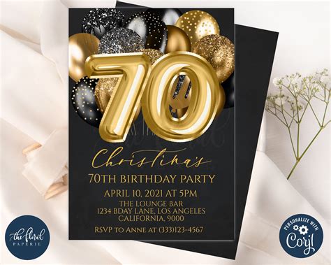 Sample 70th Birthday Party Invitations