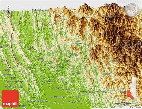 Physical Panoramic Map of Paletwa