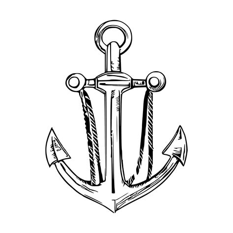 Premium Vector | Vintage sea anchor hand drawn vector line art anchor