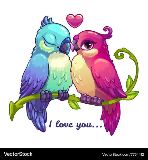 Cute birds couple in love Royalty Free Vector Image