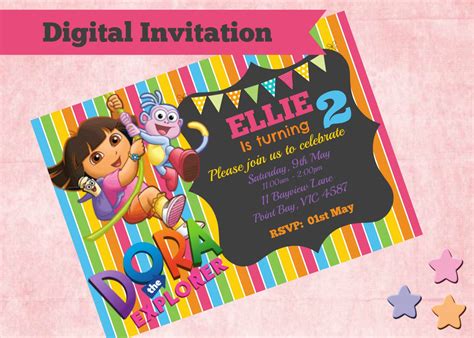 Dora The Explorer Birthday Party Invitation Digital 4x6 or 5x7 by CakeCrusaders on Etsy ...