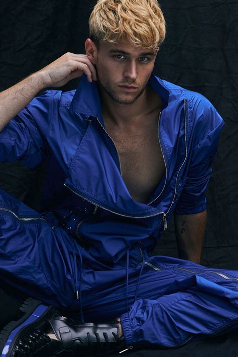 Brandon Flynn photographed by Mark Squires for CONTENTSman Magazine. Brandon wears jumpsuit and ...