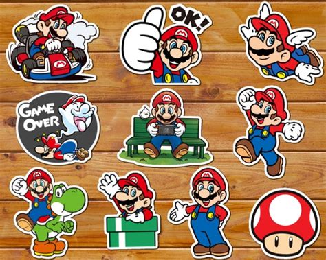 Set of 10 Mario Stickers Vinyl Stickers Super Mario Mario | Etsy