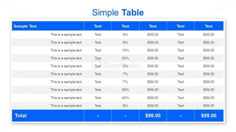 Design of Sample Data Table - SlideModel