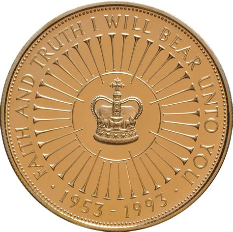 1993 - Gold Five Pound Proof Coin, 40th Anniversary of the Coronation - £1,707