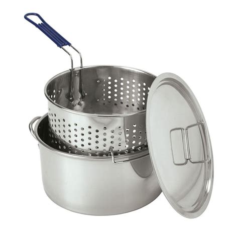 Bayou Classic 14 Quart Stainless Steel Deep Fryer Stovetop Cooking Pot with Lid - Walmart.com ...