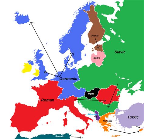 Simplified map of European language families. | maps | Map, European ...