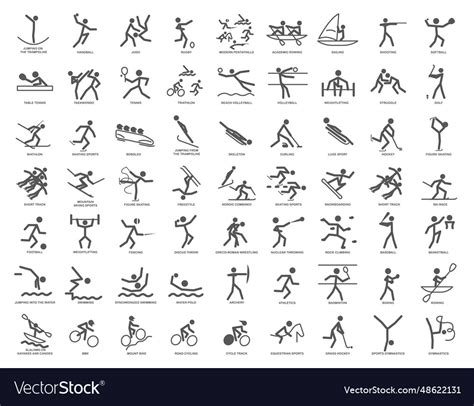 Olympic sports with captions set of icons Vector Image