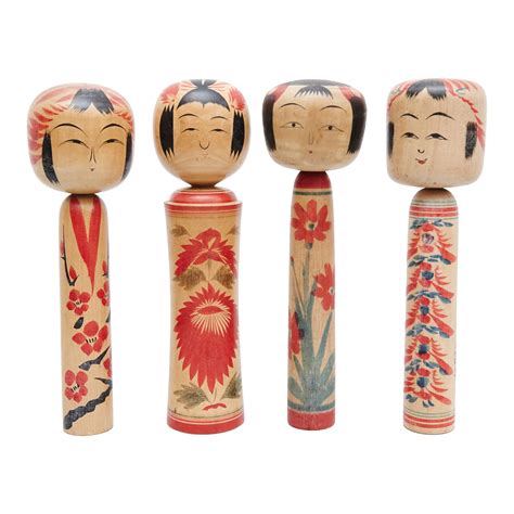 Set of 5 "Kokeshi" Dolls For Sale at 1stDibs