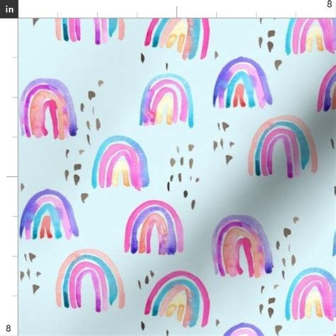 Watercolor Rainbow Fabric Rainbows in the Sky by Erinanne - Etsy