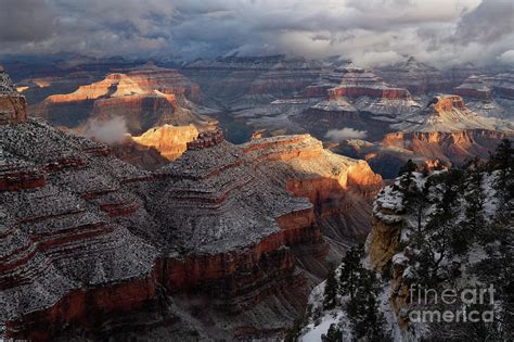 Sunrise on Grand Canyon National Park after Dusting of Winter Snow ...