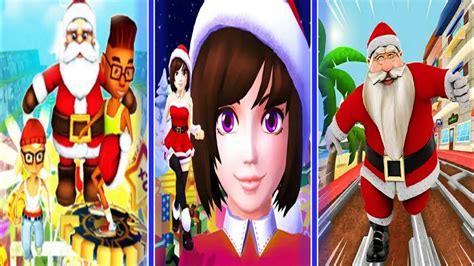 Santa Girl Run VS Subway Santa Claus Runner Xmas VS Xmas Santa Surfer Running Game Gameplay ...