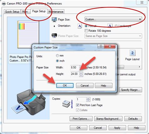 how to add custom print size