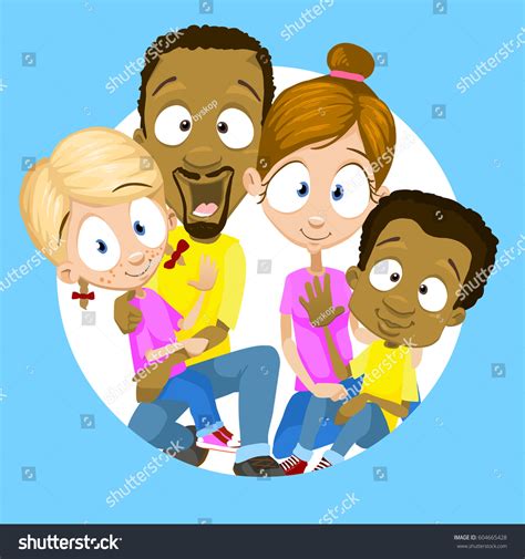 Vector Illustration Beautiful Diverse Family Stock Vector (Royalty Free ...