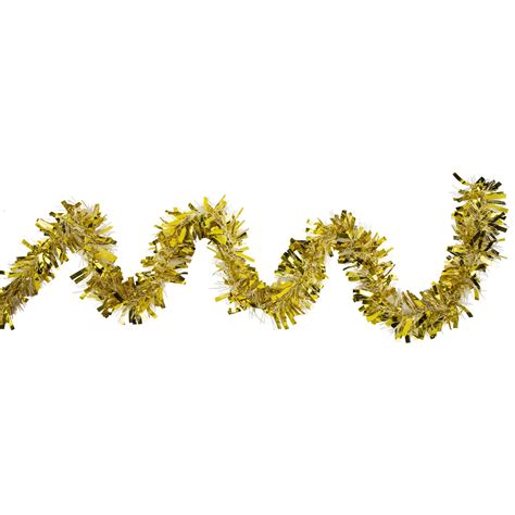 50' Gold & White Wide Cut Christmas Tinsel Garland - Unlit | Christmas ...