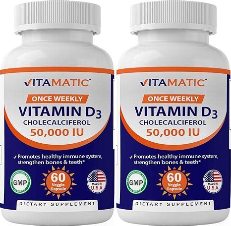 2 Pack - Vitamatic Vitamin D3 50,000 IU (as Cholecalciferol), Once ...