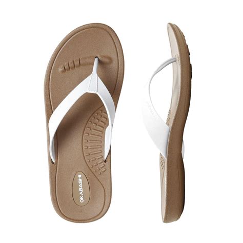 Women's Okabashi Toffee Flip Flops Contoured Footbed Sandals, Medium, 6.5-7.5, White - Walmart.com