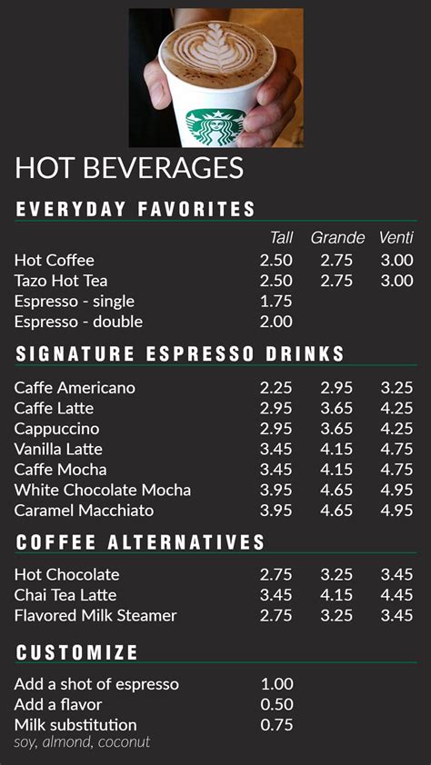starbucks hot drinks menu