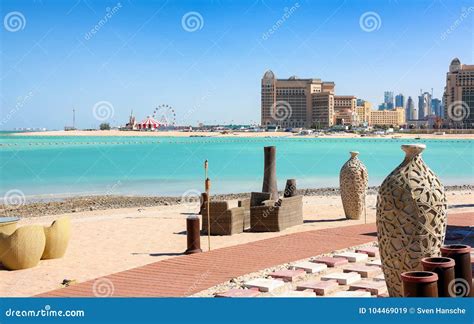 View from Katara Beach in Doha, Qatar Stock Image - Image of exclusive ...