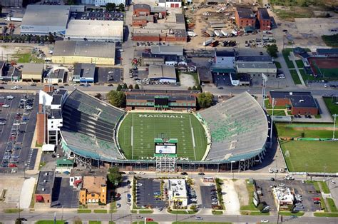 Marshall University Thundering Herd - low aerial looking north at Joan C. Ed… | Marshall ...