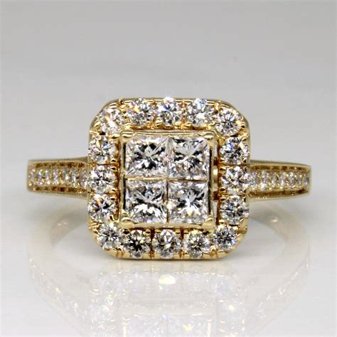 Princess Cut Diamond Cluster Engagement Ring | 1.00ctw | SZ 7 | – 100 Ways