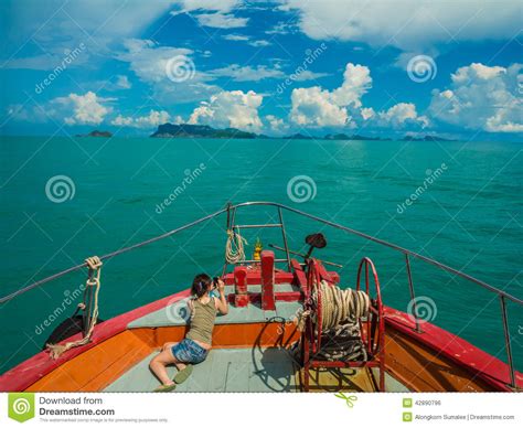 Tourist Taking Photo on Bow of Ferry Heading To Samui, Thailand Editorial Photo - Image of boat ...