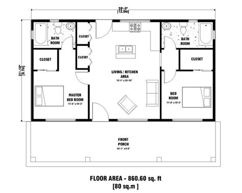 Modern Tiny House Plans 2 Bedroom & 2 Bathroom With Free Oragnal CAD ...