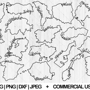 Europe Map Svg Europe Country Svg Dxf Png Jpg Pdf Sale - Etsy