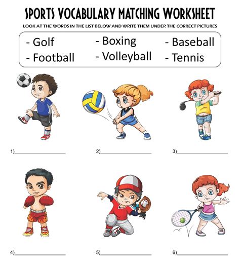 Matching Worksheets, Vocabulary Worksheets, Printable Worksheets, Sports Trivia Questions ...