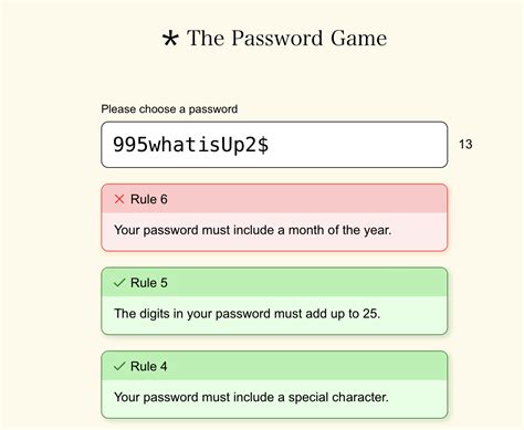 Password game requires more ridiculous rules as you play – FlowingData