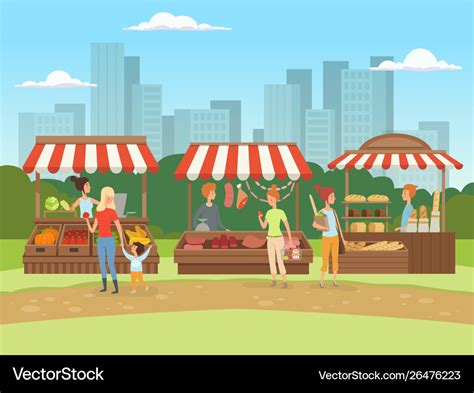 Local market food outdoor places in urban Vector Image