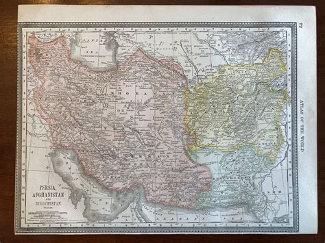 1889 Persia, Afghanistan and Beluchistan Map, Rand Mcnally Standard ...