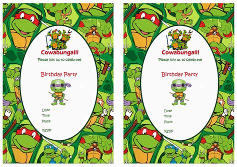 Free Printable Ninja Turtle Invitations - Printable Templates