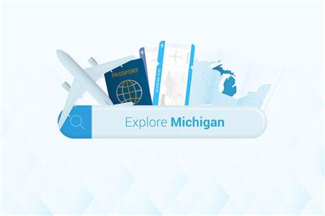 Premium Vector | Searching tickets to michigan or travel destination in ...