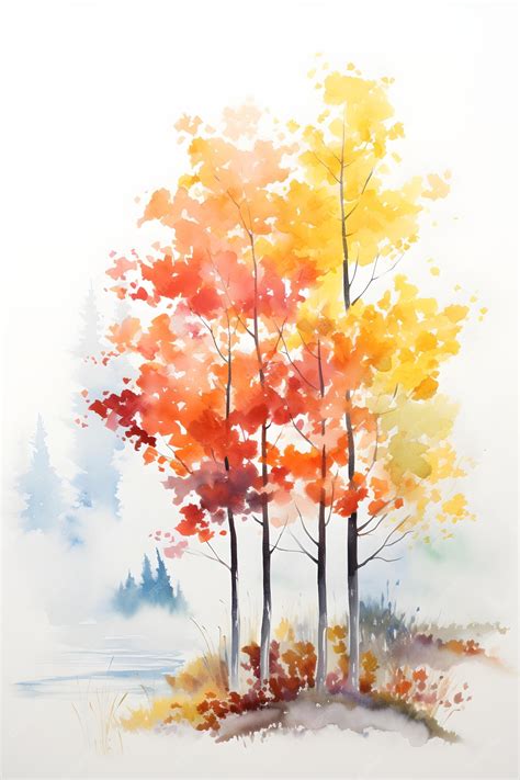 Premium AI Image | Watercolor painting of autumn trees