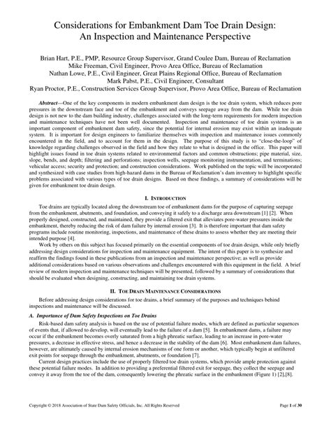 (PDF) Considerations for Embankment Dam Toe Drain Design: An Inspection and Maintenance Perspective