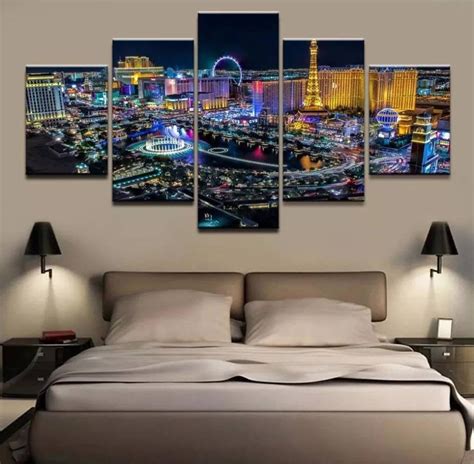 Las Vegas Wall Art, City view Canvas Art, Modern 5 piece Canvas, City ...