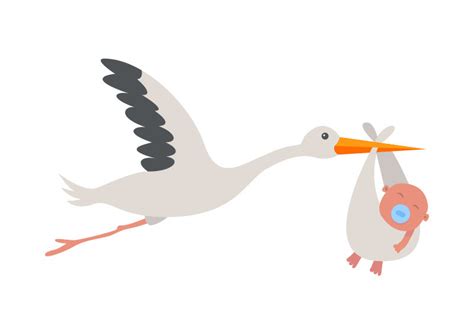 Stork With Baby Vector Illustration - SuperAwesomeVectors