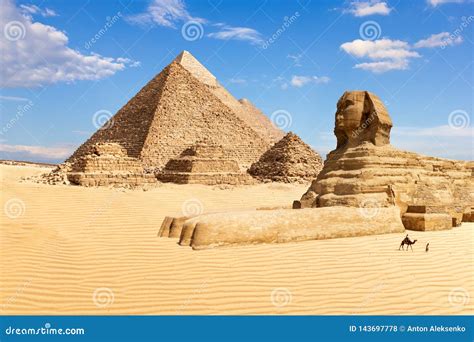 The Pyramids of Giza and the Sphinx, Egypt Stock Photo - Image of cairo, egypt: 143697778