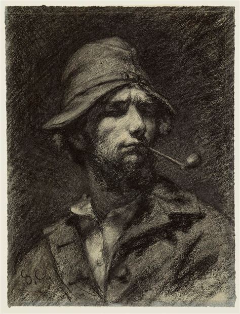 Gustave Courbet Self Portrait Charcoal